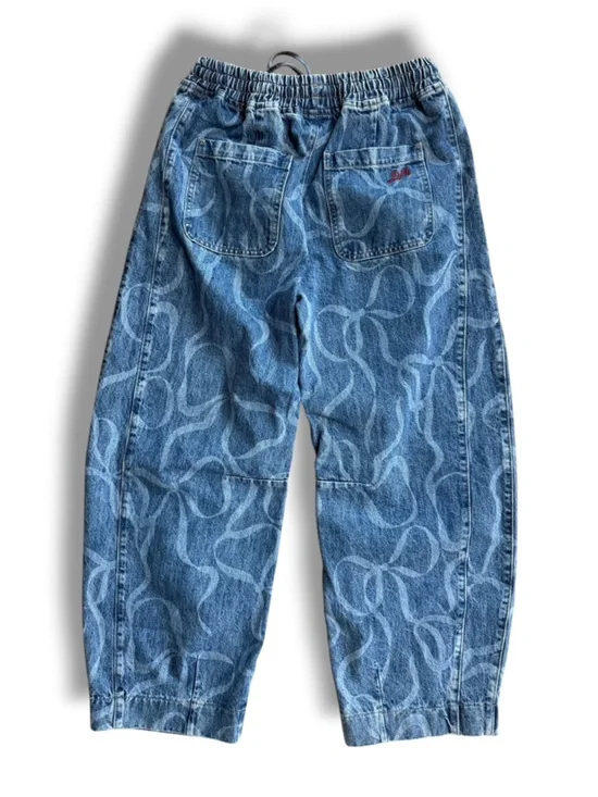 Damson Madder Felix Bows Drawstring Barrel Jeans Pull On Elastic Waist Size US 8 - Picture 7 of 15